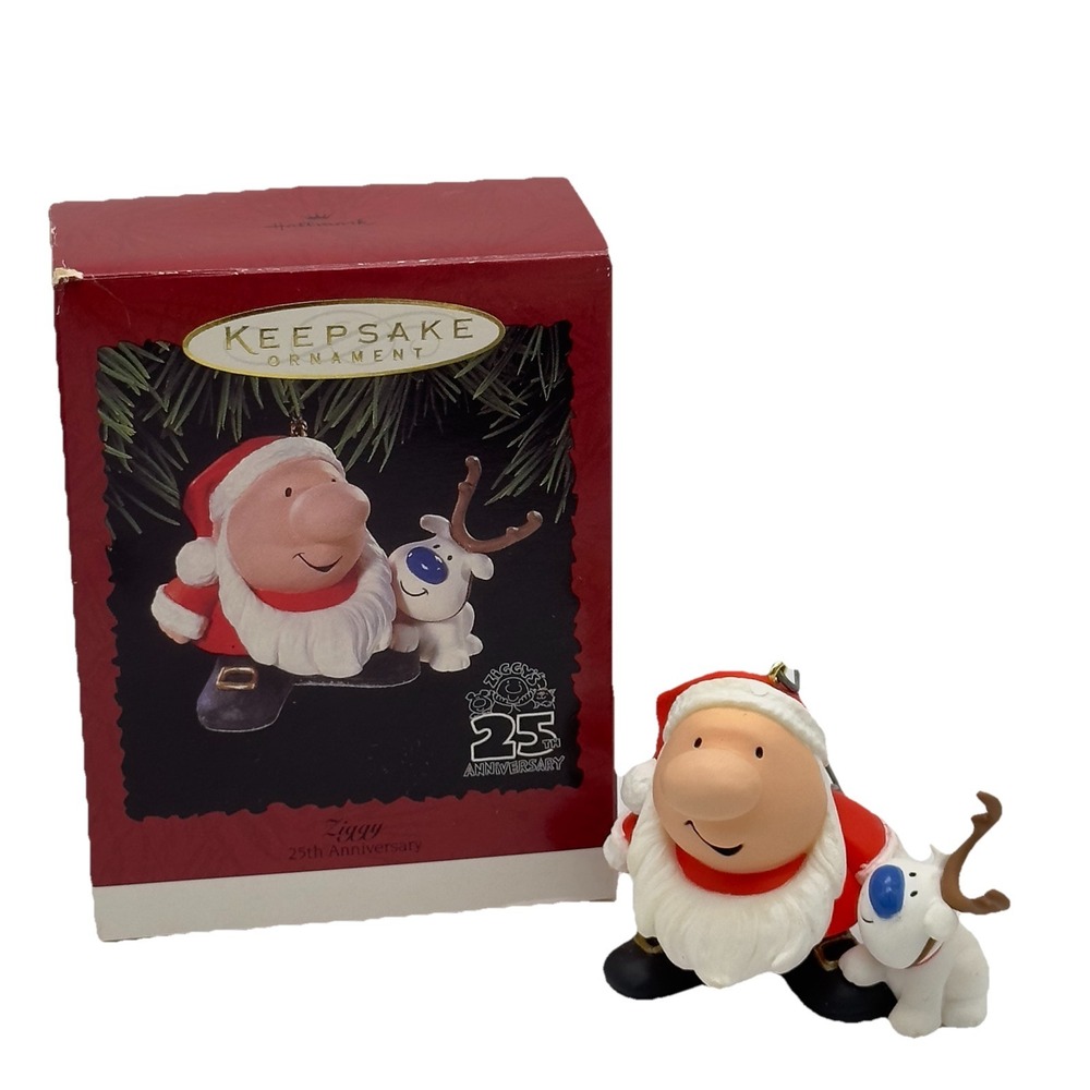 Vtg Hallmark Keepsake 1996 Ziggy & Fuzz 25th‎ Anniversary Christmas Ornament Box